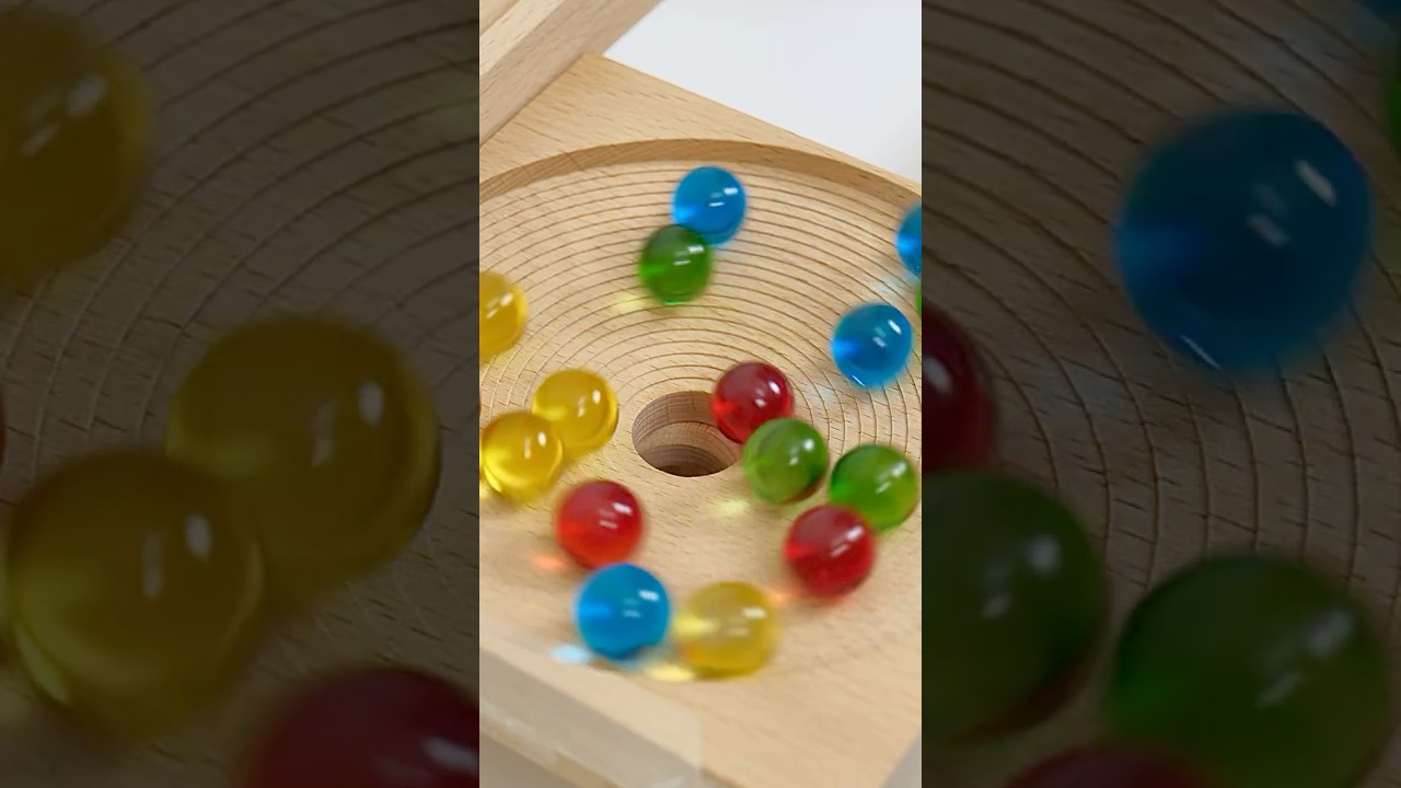 Marble Run ☆ Wooden Spiral Track and Colorful Marbles♪#marblerun #shorts #asmr #coloful