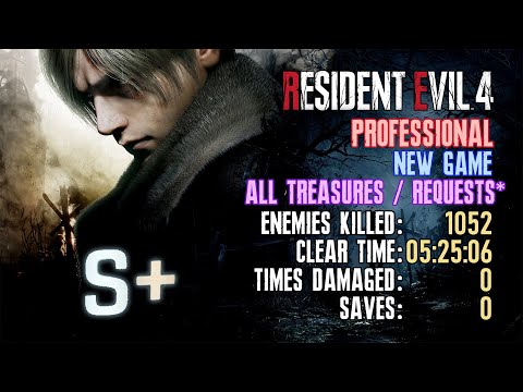 [Resident Evil 4 Remake] Kill All Enemies (1,052 Kills), Professional, No Save No Damage, S+ Rank