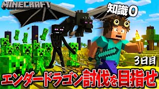 【マイクラ】知識０で挑むサバイバル生活。エンダードラゴン討伐への旅！３日目【Minecraft】【Java版】