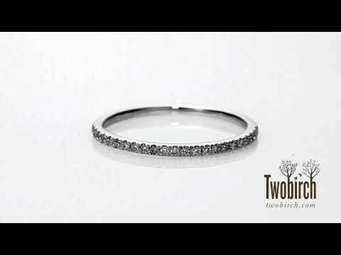 0.115 Carat Double Shared Prong Matching Wedding Ring - TwoBirch - TB-BND-0076-WG-B