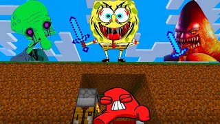 Minecraft Speedrunner VS 3 Hunters | Alphabet lore story | SpongeBob edition