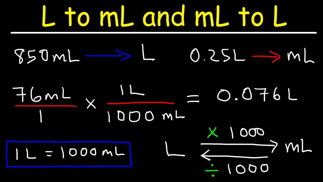 How To Convert From MilliLiters to Liters and Liters to Milliliters - mL to L and L to mL