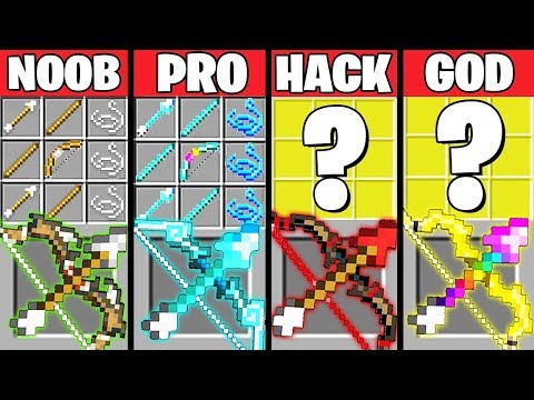 Minecraft Battle: ABILITY BOW CRAFTING CHALLENGE - NOOB vs PRO vs HACKER vs GOD ~ Animation