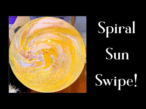 #88 Gorgeous, Sparkly, Spiral Sun Swipe! Fluid art/pour painting