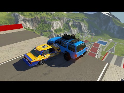 Open Bridge Side Impact Jump Crashes - BeamNG drive Side Impact Test Crashes