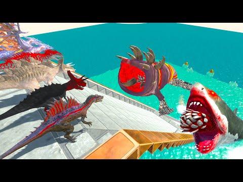 FALL INTO POOL OF MUTANT PREDATORS - Animal Revolt Battle Simulator