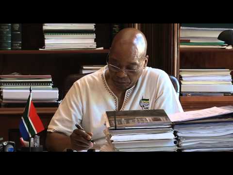 President Jacob Zuma prepares his final speech to be delivered at the ANC's 103rd year celebrations