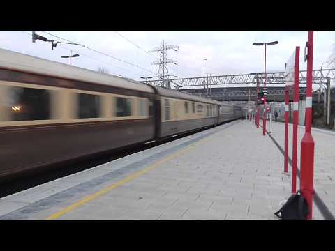 WCRC 57001+47832 double head Tyseley-Carnforth ECS scream past Stafford 18/11/14
