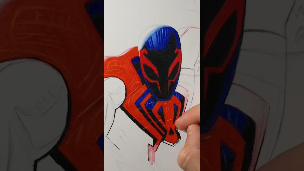Drawing Spider-Man 2099🕷️✍🏻 #shorts #spiderman2099 #drawing