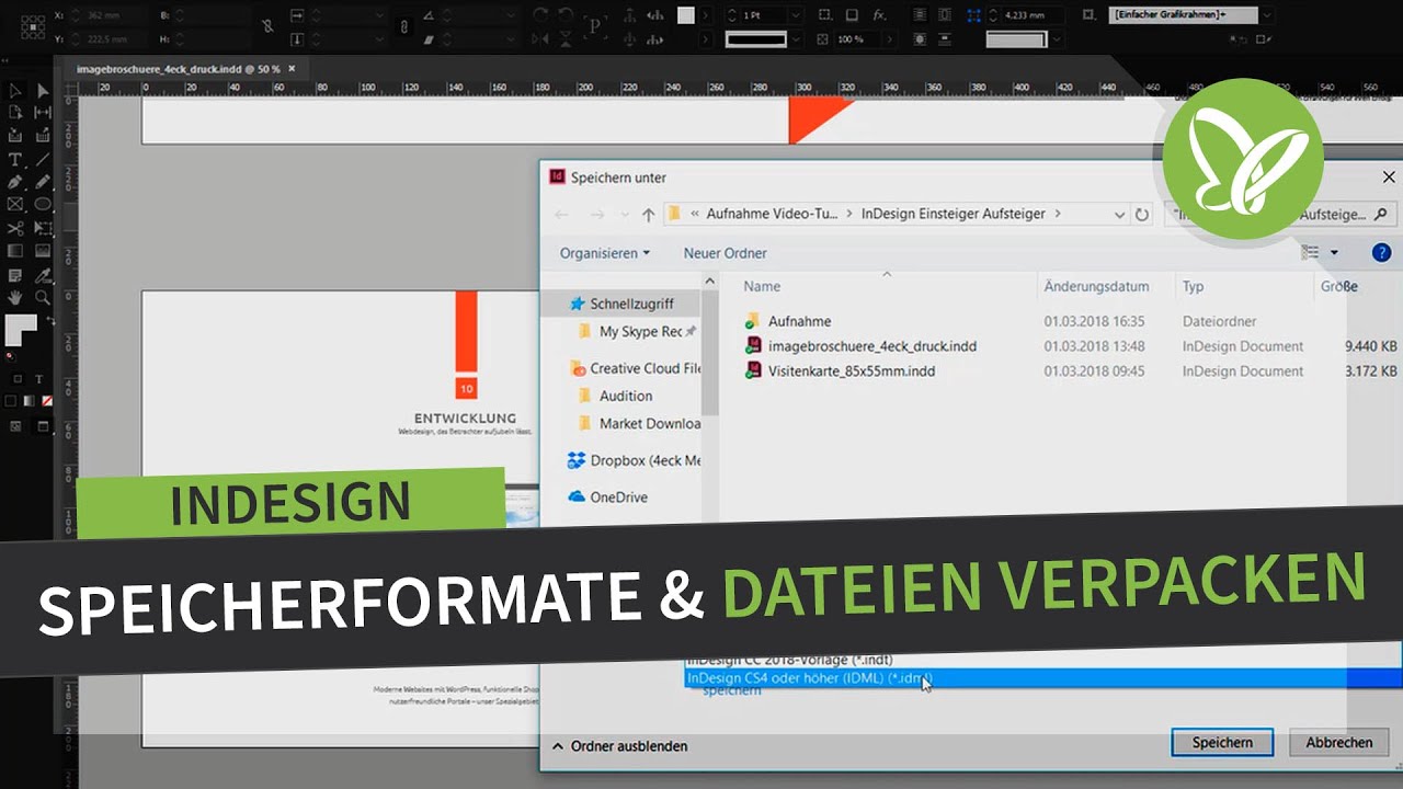InDesign-Tutorial: Speicherformate und Dateien verpacken
