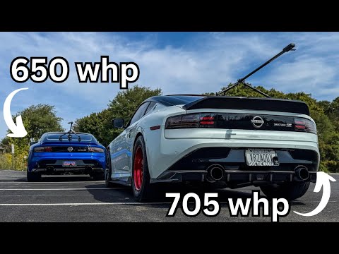Manual VS Auto Nissan Z Roll Races- Both Upgraded Turbos