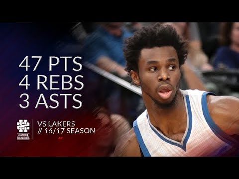 Andrew Wiggins 47 pts 4 rebs 3 asts vs Lakers 16/17 season
