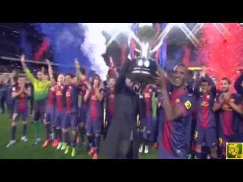 Eric Abidal Tito Villanova lift  the Winner Title Barcelona vs Vallladolid