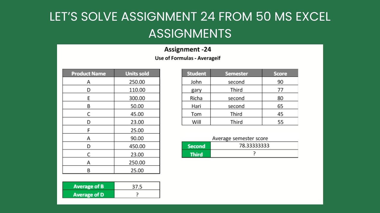 Assignment 24 - Let’s solve Assignment 24 from 50 ms excel assignments