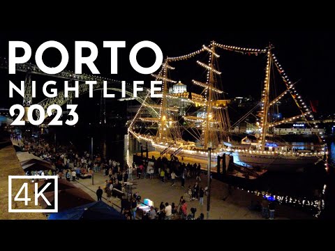 Porto nightlife 2023: Porto RIBEIRA Portugal 4K Porto night walk