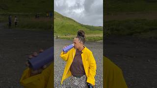 Ma Dukes Drinks Fresh River Water Downstream From Skogafoss Waterfall in Iceland