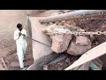 Massive Rock Crusher Jam Worker Uses Steel Rod To Break Stuck Stones Satisfying Crushing