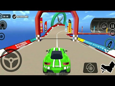 Impossible Stunt Car Tracks 3D: Green Car Driving Stunts Levels - Android GamePlay