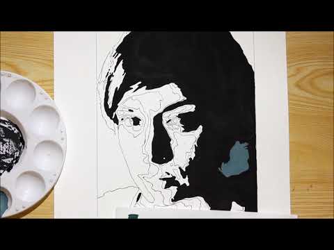 Professor Rebia's Posterized Portrait Painting In Gouache