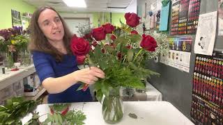 Learn how to design a dozen roses with an experienced floral designer!
