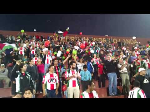 "Los Baisanos Palestino-Zamora" Barra: Los Baisanos &bull; Club: Club Deportivo Palestino