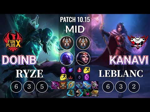 FPX Doinb Ryze vs JDG Kanavi LeBlanc Mid - KR Patch 10.15
