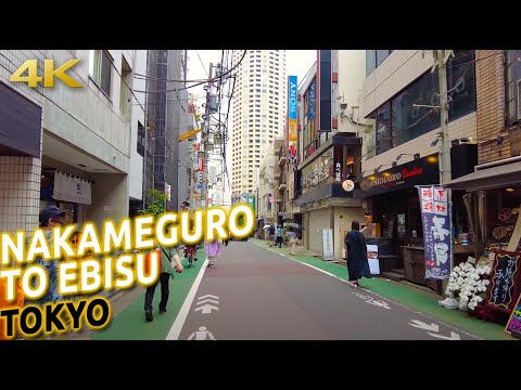 Evening walk in Tokyo! From Naka-Meguro to Ebisu [4K]