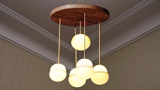 DIY Chandelier from Cardboard & Broken LED Bulbs | Easy Upcycled Home Decor Project | Recycling