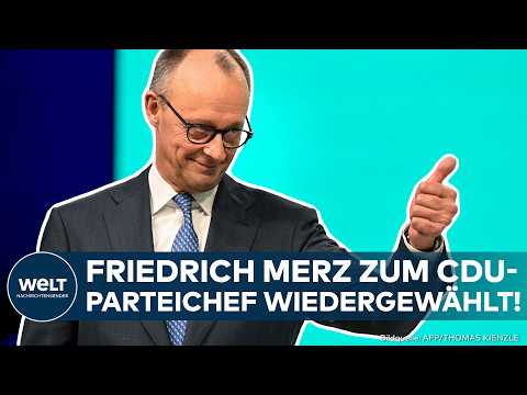 Video Thumbnail: STUTTGART: Friedrich Merz nach stundenlanger Verzögerung zum CDU-Parteichef wiedergewählt