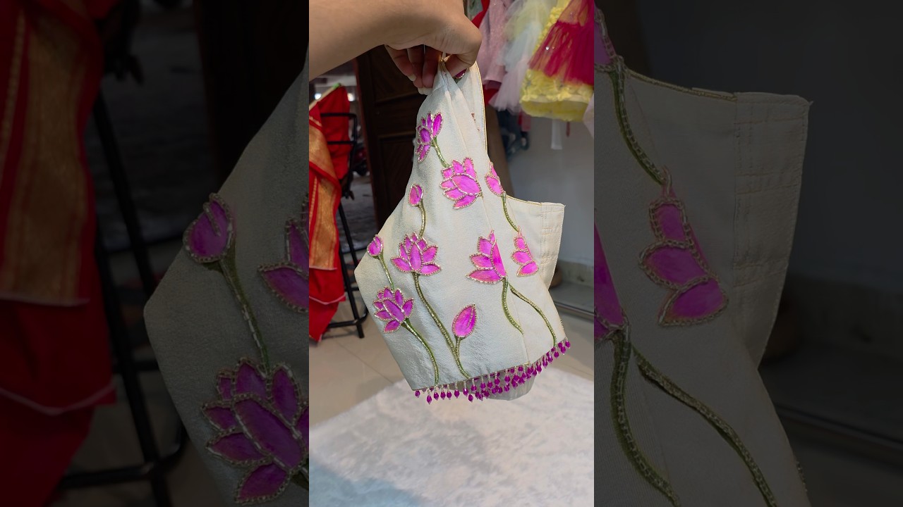 Fabric painting / lotus fabric painting/ fabric painting designs / fabric painting blouse/ aari work