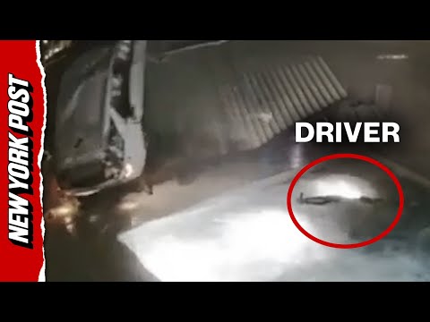WATCH: Insane Moment Car Flips Over Fence and EJECTS Driver into Pool