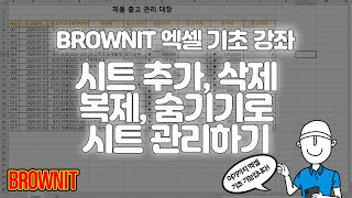 [9강] 엑셀 시트 관리 방법! 시트 추가, 삭제, 복제, 숨기기 방법 - 브라운 IT 엑셀 기초 강좌