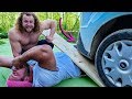 Will 350lb Man Hold Car on Abs? OLDTIME STRONGMAN FEATS