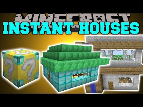 Minecraft: INSTANT HOUSE MOD (CUSTOM HOUSES, TREE HOUSE, LIBRARY & MORE!) Mod Showcase