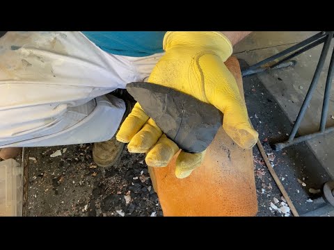 Working Basalt with hammer stone and antler.