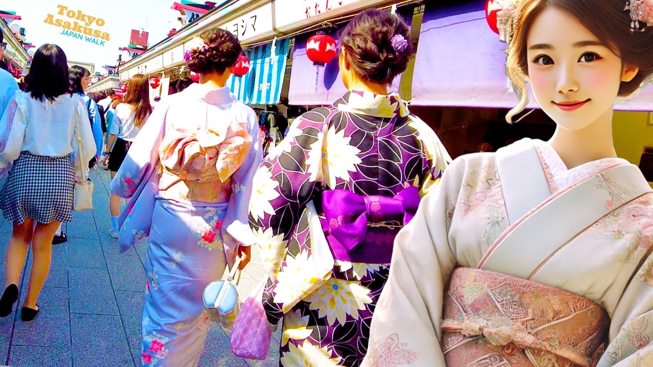 Tokyo Asakusa 🐶 Kimono Street 💖 4K Nonstop 1 Hour