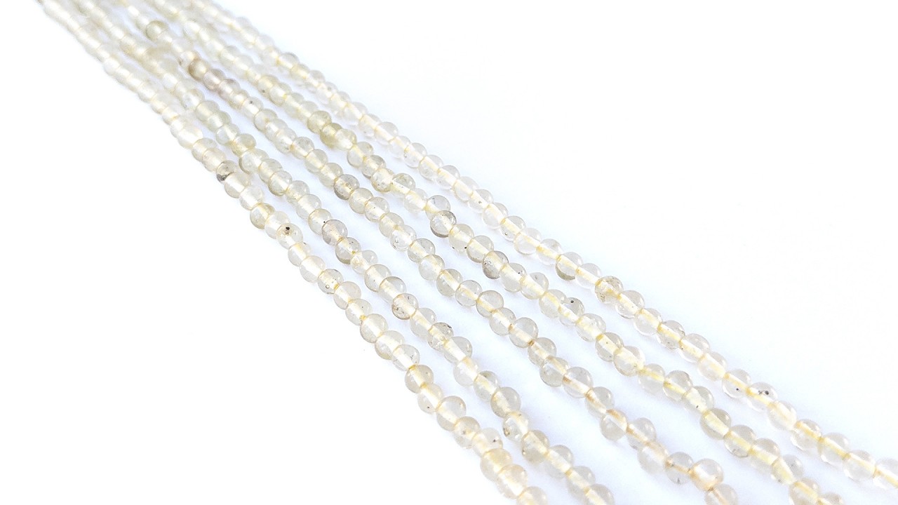 Lemon Quartz | Smooth Round | 3.8-4mm Bead Size | 32cm Strand Length video