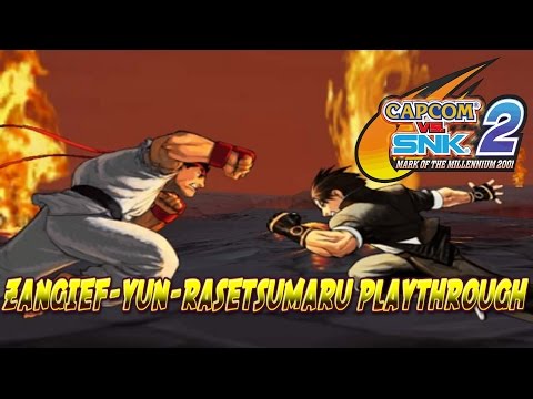 Capcom vs SNK 2 Mark of the Millenium 2001 Zangief-Yun-Rasetsumaru Playtrough