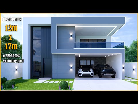 House Design | 12m x 17m with swimming pool | 6 Bedrooms