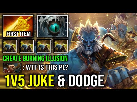 WTF Create Unlimited Burning Illusion Army First Item Radiance 1v5 Juke Phantom Lancer Dota 2