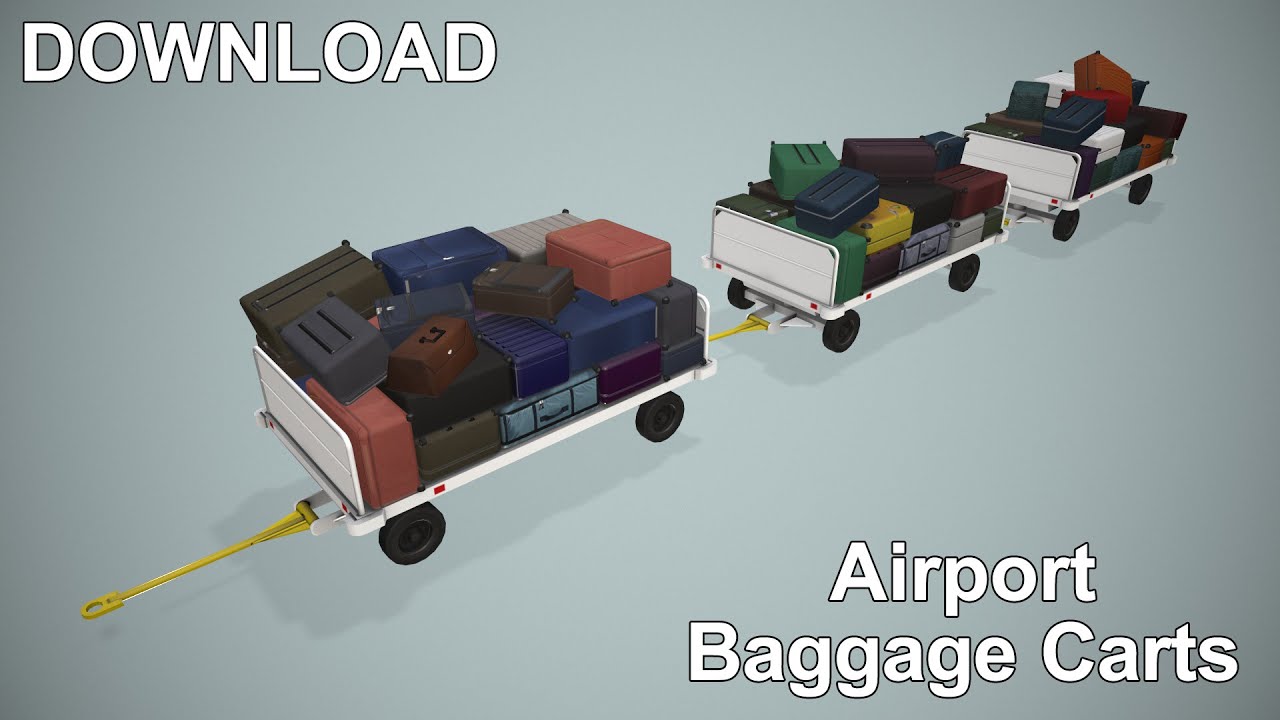Carrelli portabagagli dell'aeroporto caricati --441-- Modello 3D