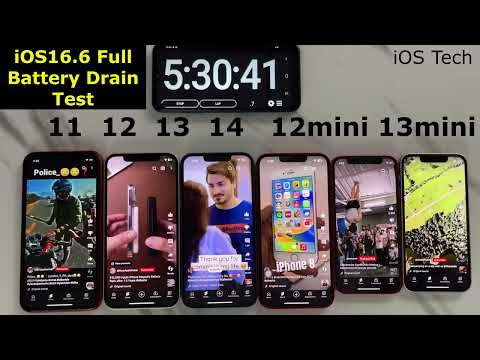 iOS16.6 Full Battery Drain Test - iPhone 11 vs 12 vs 13 vs 14 vs 12mini vs 13mini Battery Drain Test