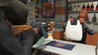 GTA 5 - Robbing Stores and Houses with Franklin! (Epic Police Chase)
