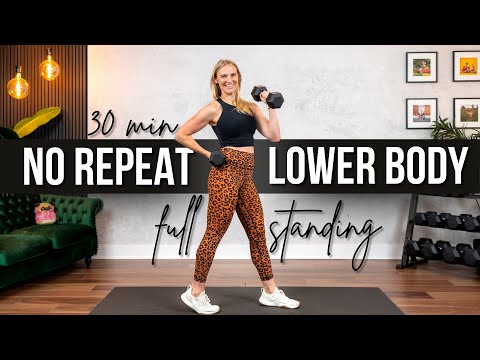 30 min. FULL STANDING NO REPEAT Lower Body & Abs Strength Training