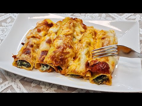 CANNELLONI RIPIENI AL FORNO PER LE FESTE DI NATALE BUONISSIMI CON RICOTTA E SPINACI - PASTA AL FORNO