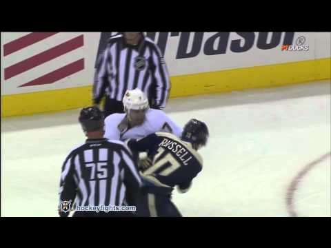 Andrew Cogliano vs Kris Russell Oct 30, 2011 - Anaheim feed