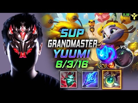 GrandMaster Yuumi Support vs Senna - 천상계 서폿 유미 템트리 룬 향로 콩콩이 ユーミ Юми 魔法猫咪 悠咪 - LOL KR 11.15