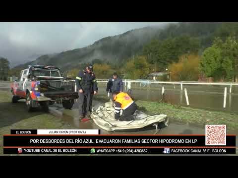 POR DESBORDES DEL RÍO AZUL, EVACUARON FAMILIAS SECTOR HIPODROMO EN LAGO PUELO. JULIAN Y EDUARDO
