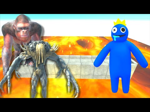 BOSSES VS BLUE IN LAVA BRIDGE - ANIMAL REVOLT BATTLE SIMULATOR