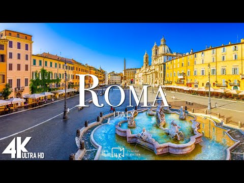 FLYING OVER ROMA, ITALY (4K UHD) - Relaxing Music Along With Beautiful Nature Videos - 4K Video HD